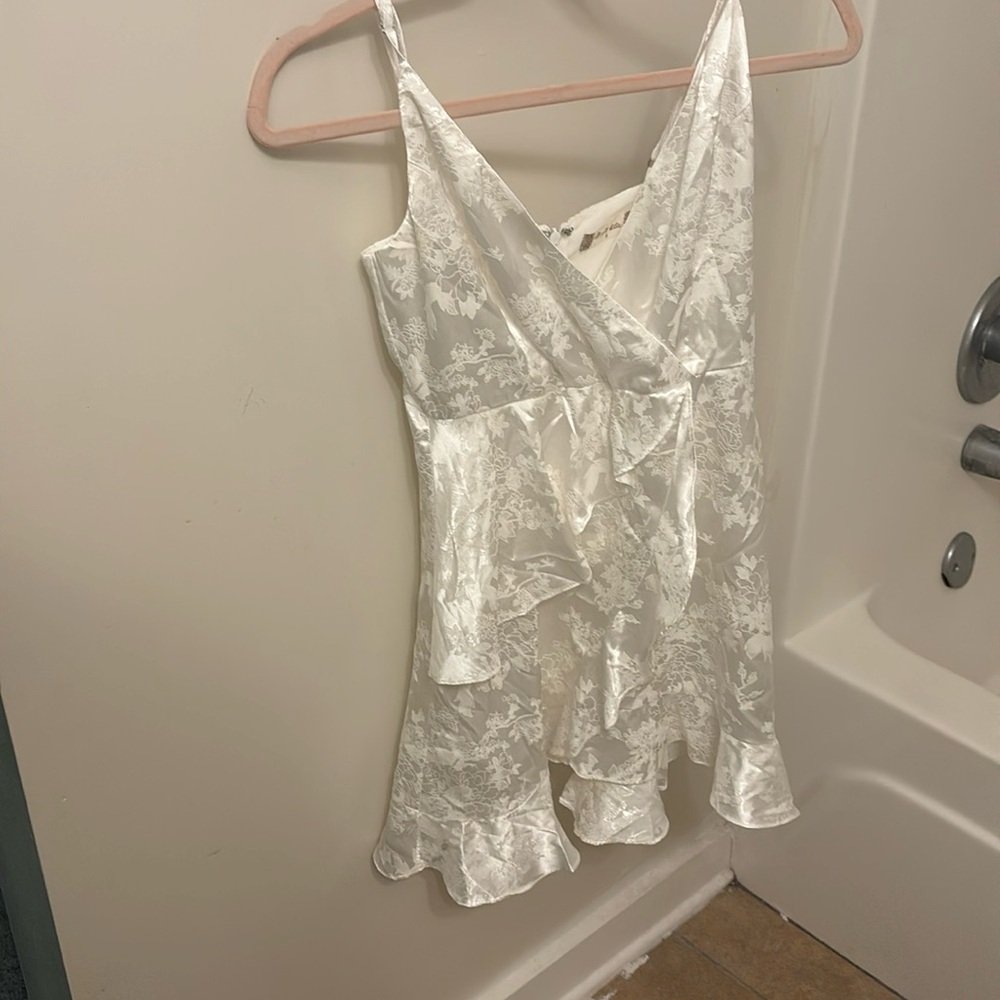 White spaghetti strap flowered dress